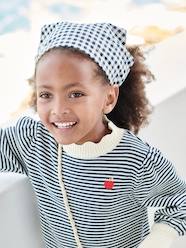 -Gingham Print Kerchief-Style Headband for Girls