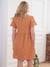 Embroidered Cotton Gauze Dress, Maternity & Nursing Special ecru+terracotta 