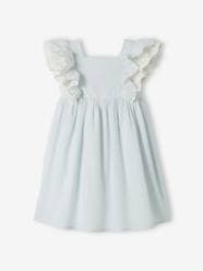 Striped Occasion Wear Dress, Ruffles on the Sleeves, for Girls