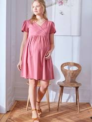 Dual Fabric Wrap-Over Dress, Maternity & Nursing