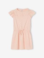 Girls-Dresses-Dress with Details in Broderie Anglaise for Girls