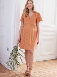 -Embroidered Cotton Gauze Dress, Maternity & Nursing Special