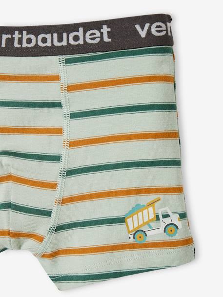 Pack of 3 Stretch Boxers for Boys, 'Digger' sage green 