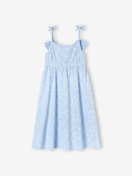 Strappy Midi-Length Dress for Girls blue+ecru+multicoloured+printed white+sky blue 