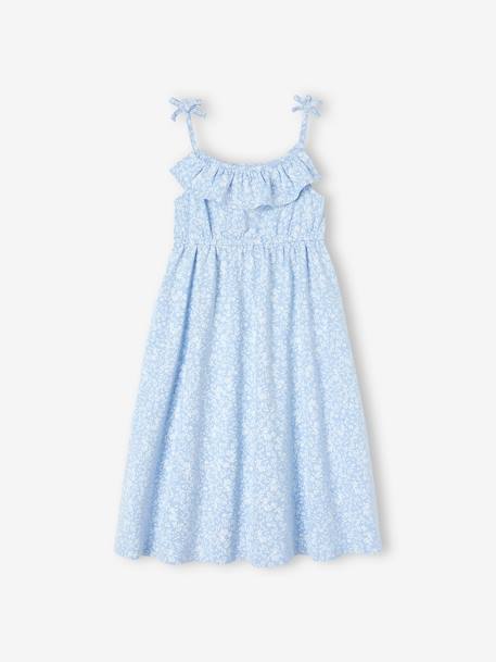 Strappy Midi-Length Dress for Girls blue+ecru+multicoloured+printed white+sky blue 