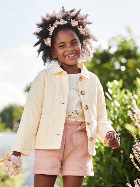 Broderie Anglaise Cardigan for Girls ecru 