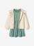 Dress & Jacket Combo for Girls denim blue+emerald green+peach 