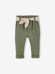 -Paperbag Trousers with Belt, for Babies