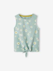 Girls-Printed Sleeveless Top with Bow for Girls