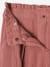 Cropped, Wide Leg Paperbag Trousers in Cotton Gauze for Girls old rose+sage green 