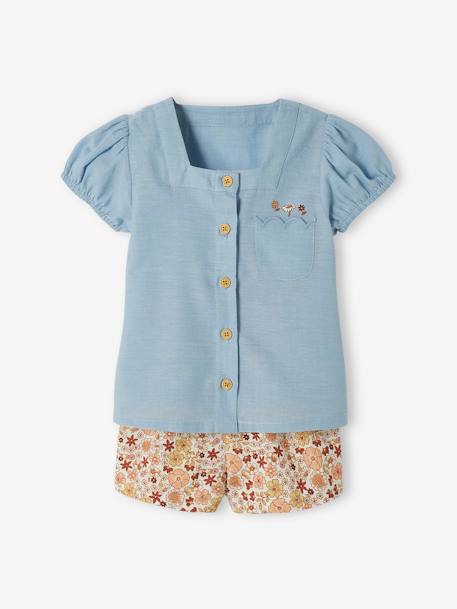 Blouse & Floral Shorts Ensemble for Babies double stone 