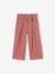 Cropped, Wide Leg Paperbag Trousers in Cotton Gauze for Girls old rose+sage green 