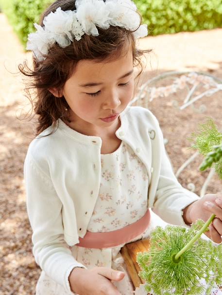 Cropped Openwork Cardigan for Girls ecru+grey blue+sweet pink 