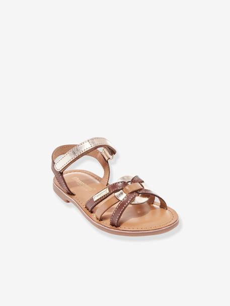 Leather Sandals for Kids, Badalia LES TROPEZIENNES® PAR M. BELARBI printed beige 