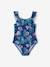 Swimsuit with Tropical Print, for Girls navy blue 