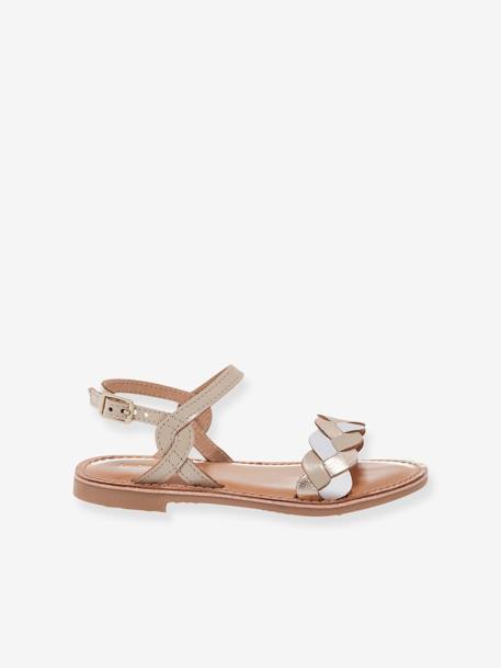 Leather Sandals for Kids, Bonbon LES TROPEZIENNES® PAR M. BELARBI printed beige 