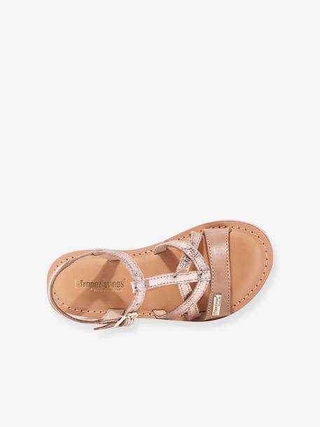 Leather Sandals for Kids, Biron by LES TROPEZIENNES® PAR M. BELARBI printed beige 