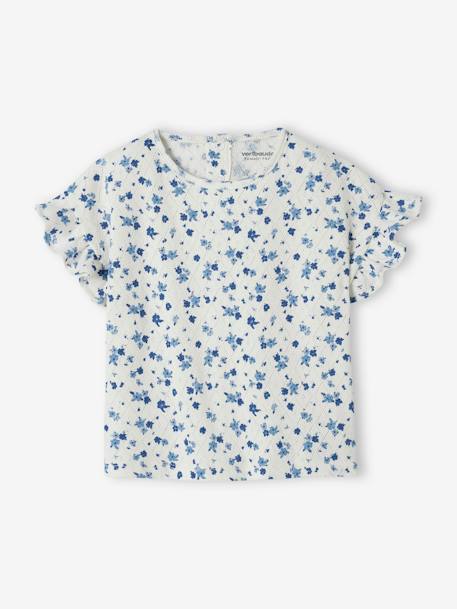 Floral T-Shirt in Pointelle Knit, for Babies ecru 