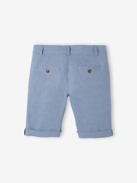 Bermuda Shorts in Cotton/Linen for Boys Beige+blue+Dark Blue+sage green 