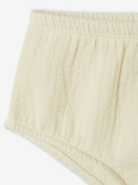 Cotton Gauze Bloomer Shorts for Babies ecru+rosy 