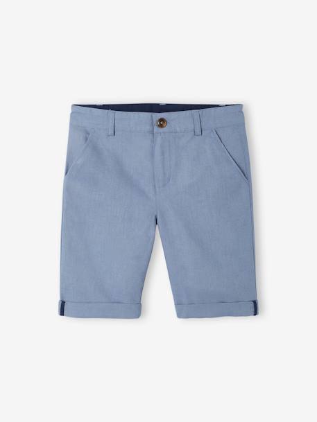 Bermuda Shorts in Cotton/Linen for Boys Beige+blue+Dark Blue+sage green 