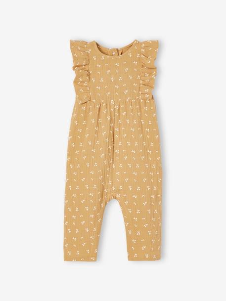 Cotton Gauze Jumpsuit for Babies pale yellow 