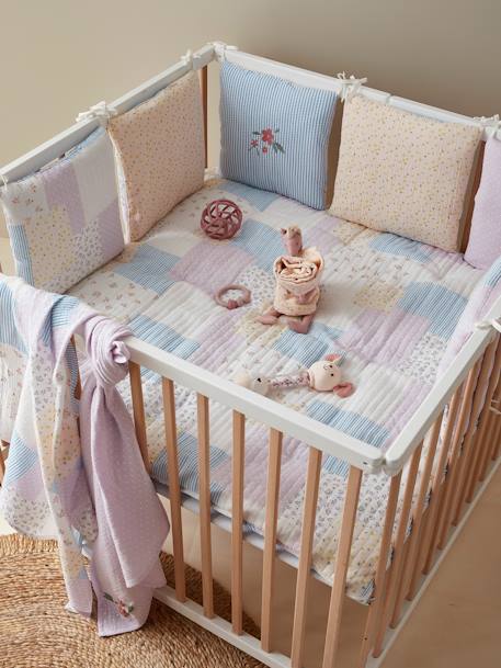 Modular Cot/Playpen Bumper in Organic* Cotton Gauze, Cottage multicoloured 