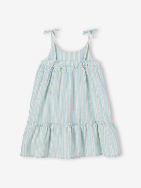 Dress with Straps & Shimmery Stripes for Girls pale blue 