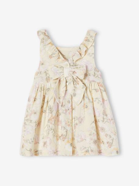 Floral Dress in Cotton Gauze for Babies ecru 