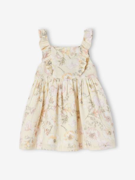 Floral Dress in Cotton Gauze for Babies ecru 