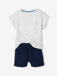 Girls-T-Shirt & Shorts Combo, in Cotton Gauze, for Girls