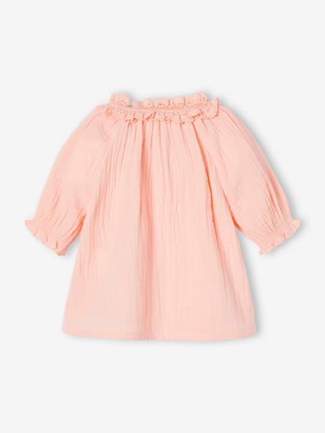 Cotton Gauze Blouse for Babies coral 