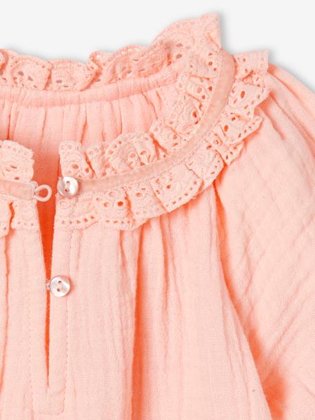 Cotton Gauze Blouse for Babies coral 