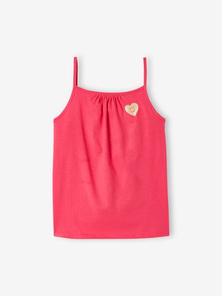 Pack of 3 Basics Tops with Thin Straps, for Girls peach+raspberry pink 