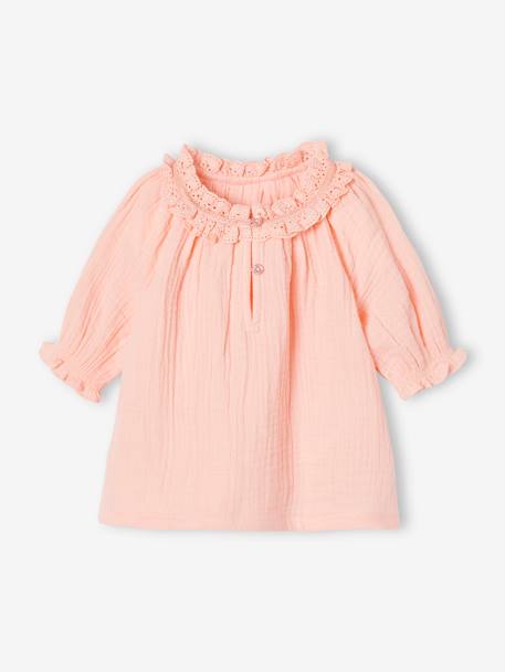 Cotton Gauze Blouse for Babies coral 