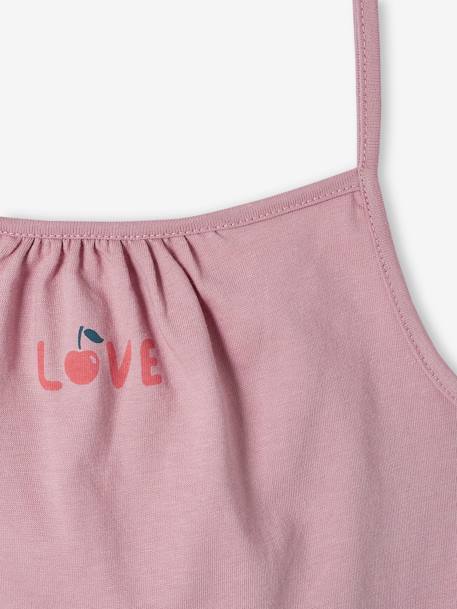 Pack of 3 Basics Tops with Thin Straps, for Girls peach+raspberry pink 