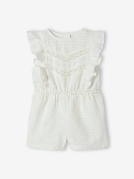 Occasion wear Playsuit in Broderie Anglaise for Babies ecru 