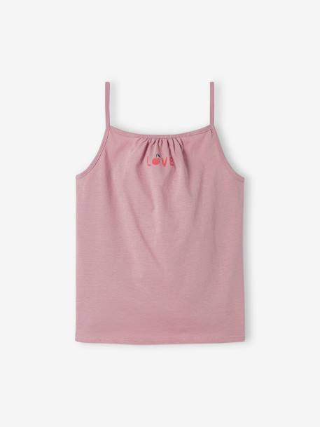 Pack of 3 Basics Tops with Thin Straps, for Girls peach+raspberry pink 