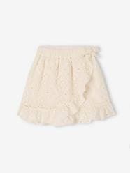 -Ruffled Skirt in Broderie Anglaise, for Girls