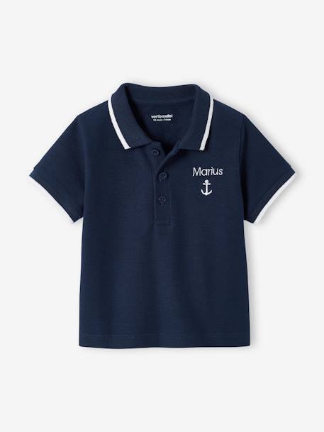 Polo Shirt with Embroidery on the Chest, for Baby Boys Dark Blue 