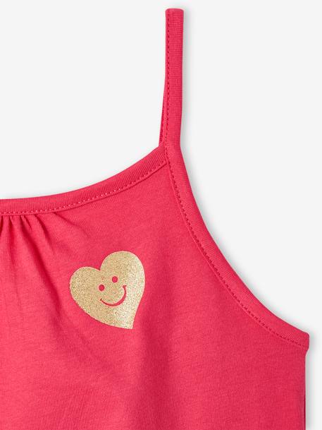 Pack of 3 Basics Tops with Thin Straps, for Girls peach+raspberry pink 