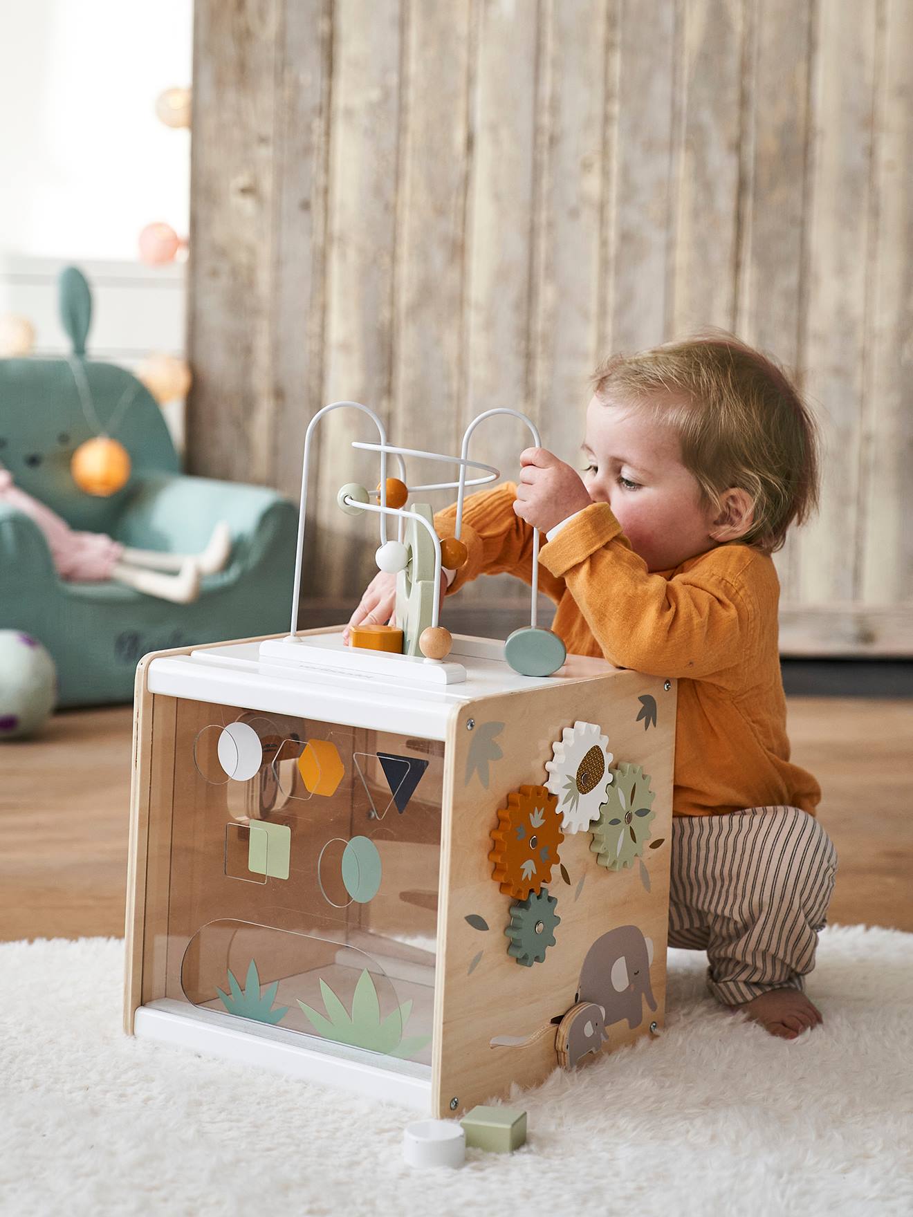 Wooden baby play store cube