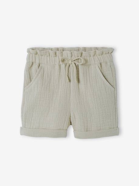 Shorts in Cotton Gauze, with Elasticated Waistband, for Babies grey green 