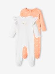 -Pack of 2 Flower Sleepsuits in Jersey Knit for Baby Girls