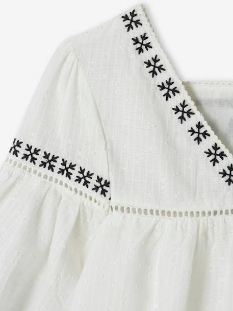 Embroidered Blouse for Girls ecru 