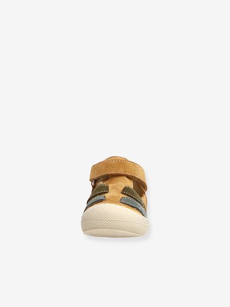 Semi-Closed Sandals for Babies, Bede by NATURINO®, Designed for First Steps dark brown+ochre+sky blue 