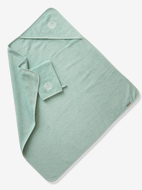 Bath Cape + Bath Mitt BLUE DARK SOLID WITH DESIGN+GREEN DARK SOLID WITH DESIGN+GREEN MEDIUM SOLID+PINK LIGHT SOLID+WHITE MEDIUM SOLID WITH DESIGN+YELLOW MEDIUM SOLID 