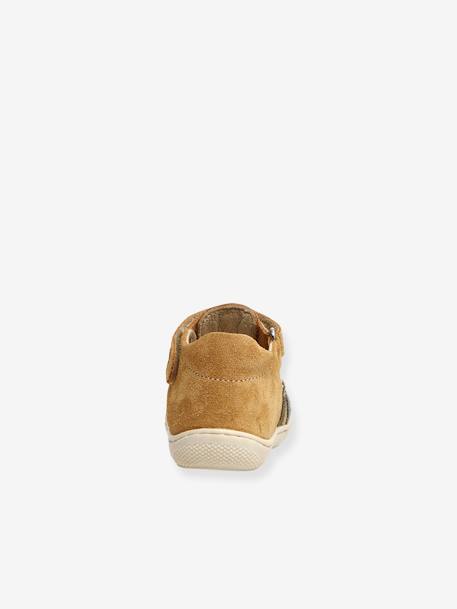 Semi-Closed Sandals for Babies, Bede by NATURINO®, Designed for First Steps dark brown+ochre+sky blue 