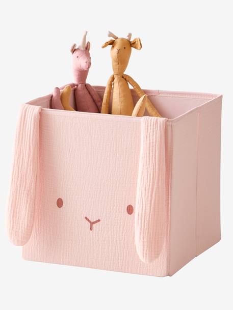 Set of 2 Animals Boxes in Cotton Gauze set pink 