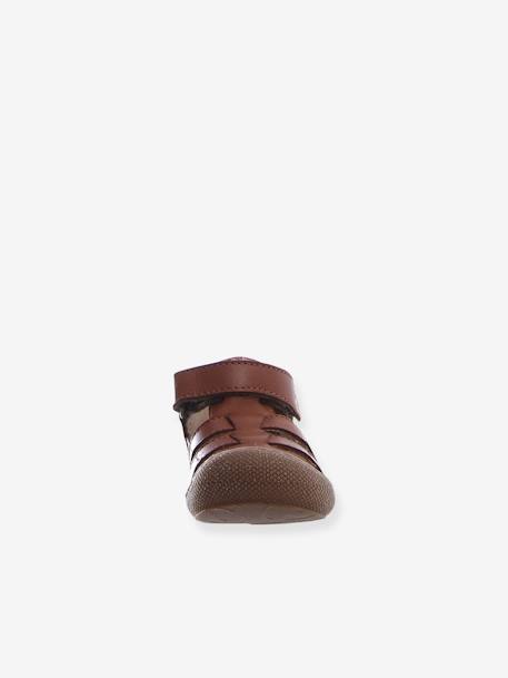 Semi-Closed Sandals for Babies, Bede by NATURINO®, Designed for First Steps dark brown+ochre+sky blue 